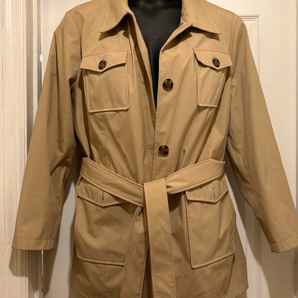 dennis basso Tan Belted Trench Coat